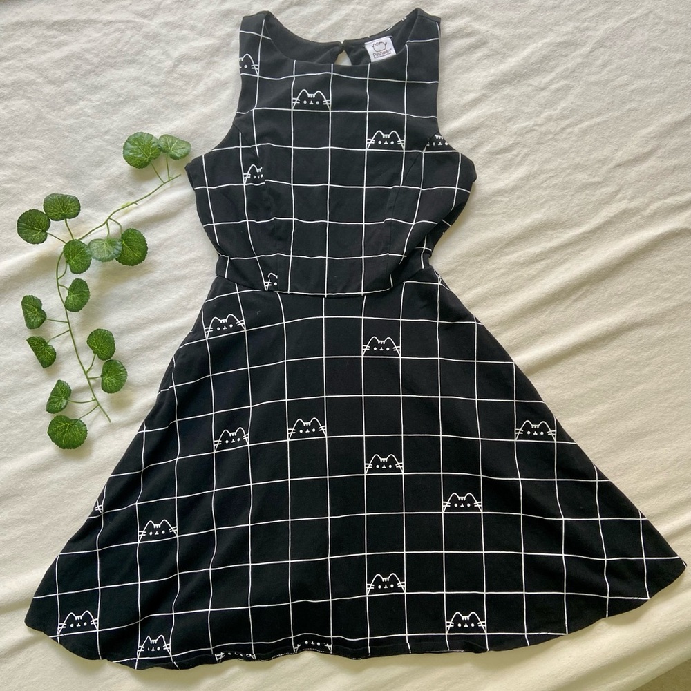 Pusheen Fit  and Flare Grid Dress